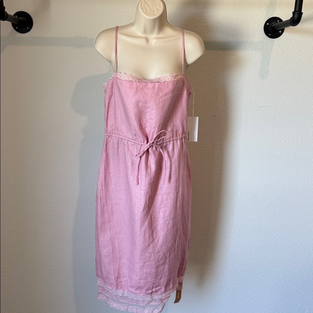 NWT Reformation Neena Baby Girl Pink Linen Dress Size 8